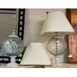PAIR OF GLASS TABLE LAMPS - 45CMS (H) APPROX