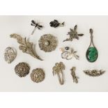 QTY OF SILVER BROOCHES