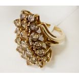 GOLD & CINNAMON DIAMOND RING - SIZE L