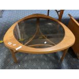 TEAK COFFEE TABLE WITH GLASS TOP
