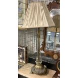 GLASS & BRASS LAMP - 71CMS (H) APPROX - EXCLUDING SHADE