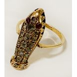 GOLD & DIAMOND SNAKE DESIGN GOLD RING - SIZE Q