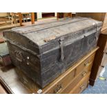 17TH CENTURY SPANISH TOP SHIP TRUNK ON STAND (INSIDE) - AS FOUND