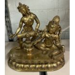 GILT BRONZE DOUBLE GOD FIGURE - 27.5CMS (H) APPROX