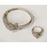 SILVER PANTHER BRACELET & RING - SIZE O