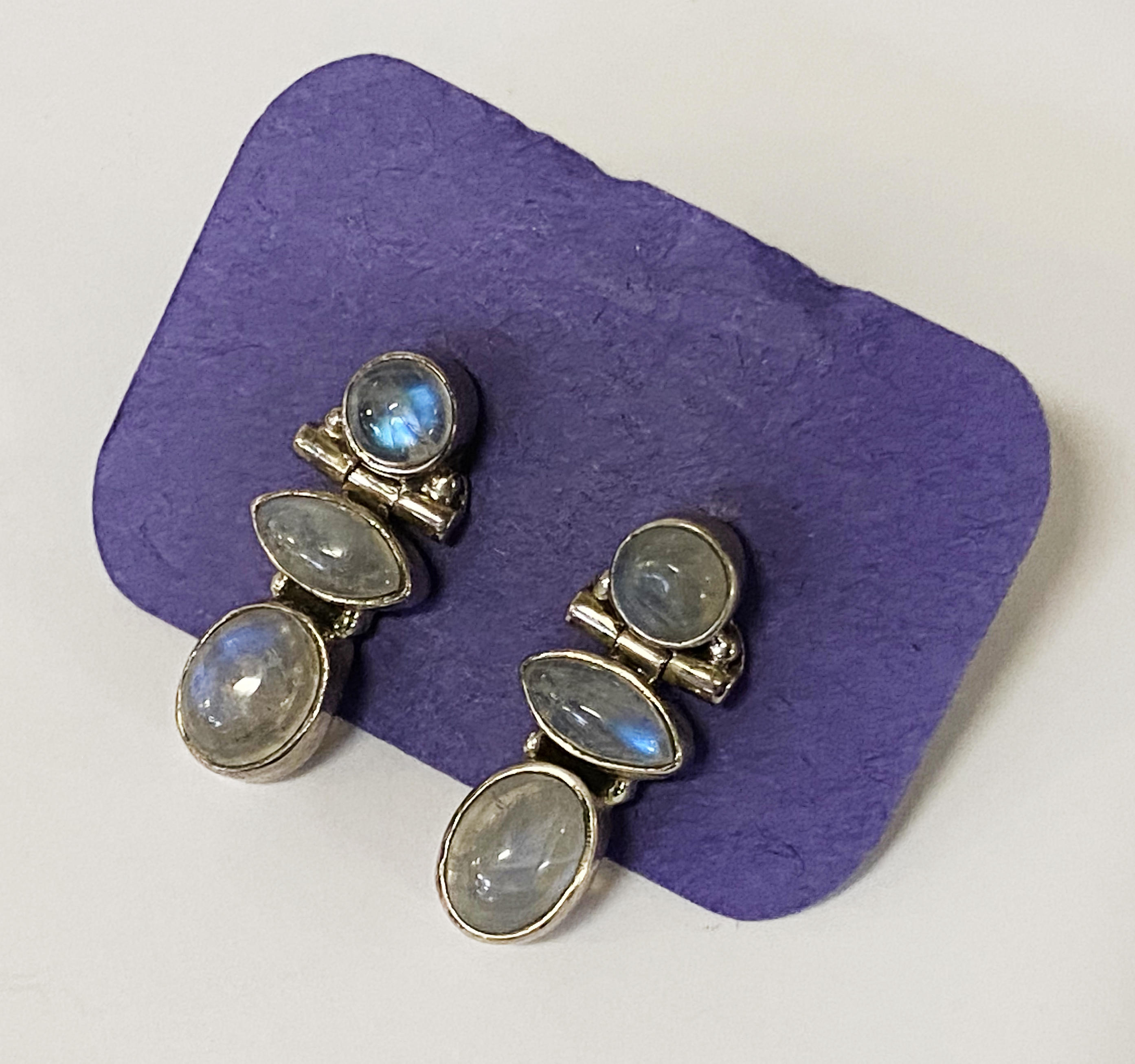 MOONSTONE STERLING SILVER STUDS