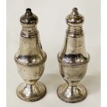 PAIR OF SILVER SALT & PEPPER POTS 14CMS (H) APPROX