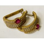 RUBY & TOPAZ LEVER BACK GILT SILVER EARRINGS