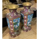 TWO CLOISONNE VASES 26CMS (H) APPROX