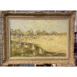 WALTER JOHN BEAUVOIS (1942-1999) OIL ON CANVAS - IMPRESSIONIST BOATING SCENE - SIGNED - 51CM X