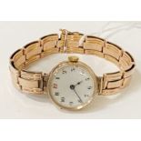 9CT GOLD LADIES WATCH WITH ENAMEL FACE 28.7 GRAMS TOTAL WEIGHT
