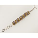 STERLING SILVER BRACELET WITH AMETHYST & CITRINE 23.9 GRAMS APPROX