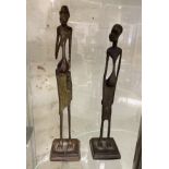 PAIR OF AFRICAN BRONZE FIGURES 29.5CMS (H) APPROX