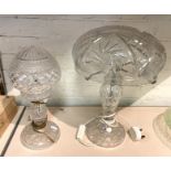 TWO CUT GLASS CRYSTAL TABLE LAMPS 41CMS (H) & 34.5CMS (H) APPROX