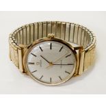 OMEGA 9CT GOLD CASED GENEVE MENS WATCH WITH SERVICE RECEIPT