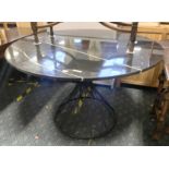 BLACK METAL & MARBLE TABLE - HAS BEEN PROFESSIONALLY REPAIRED