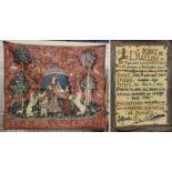 FRENCH TAPESTRY OF A WOMAN WITH UNICORN & LION ETC - SIGNED - 140X 170