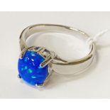 STERLING SILVER OPAL RING - SIZE N