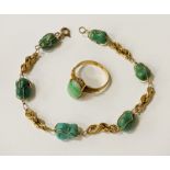 9CT RAW TURQUOISE BRACELET WITH A 9CT RAW TURQUOISE BRACELET 10 GRAMS - TOTAL APPROX