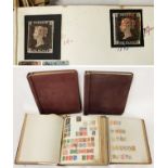 4 ALBUMS OF MIXED STAMPS TO INCLUDE 2 PENNY BLACKS