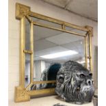 LARGE GILT FRAMED MULTI PANELLED MIRROR - 86 X 105 CMS APPROX