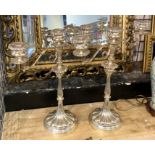 PAIR OF SILVER PLATE CANDELABRAS 47CMS (H) APPROX