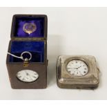 HM SILVER POCKET WATCH - SCHUBIER DUBLIN IN CARRY CASE & HM SILVER CASE & GOLD PLATED POCKET WATCH