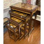 CARVED ORIENTAL NEST OF 4 TABLES