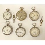 SIX SILVER POCKET WATCHES