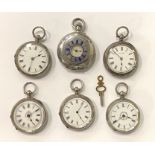 SIX SILVER POCKET WATCHES