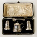 CASED H/M SILVER CONDIMENT/CRUET SET A/F - 4 OZS APPROX