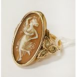 GOLD DIAMOND CAMEO RING - SIZE K - 3.4 GRAMS APPROX