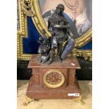 EARLY FIGURAL MARBLE CLOCK - FRONT FEET NEED SECURING A/F