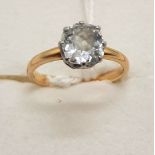 GOLD & DIAMOND SOLITAIRE RING - SIZE G - 2.2 GRAMS APPROX