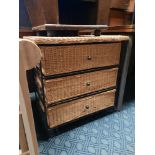 WICKER 3 DRAWER CHEST