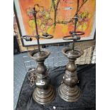 2 EARLY BRASS TABLE LAMPS