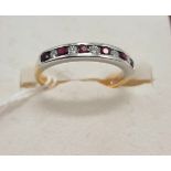 18CT GOLD RUBY & DIAMOND RING WITH GUARANTEE CERTIFICATE - SIZE L - 2.4 GRAMS APPROX