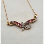 18CT RUBY & DIAMOND NECKLACE WITH GUARANTEE CERTIFICATE