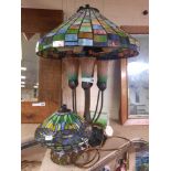 TWO CHRISTOPHER WRAY TIFFANY STYLE LAMPS - 65 CMS (H) & 22 CMS (H) APPROX