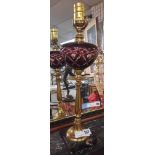 RUBY CUT GLASS & BRASS LAMP 45CMS (H) APPROX