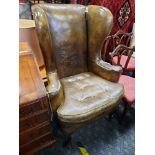 LEATHER WING BACK ARMCHAIR