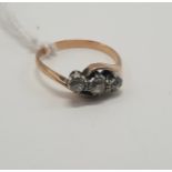 GOLD & DIAMOND TRILOGY RING - SIZE K / L - 1.6 GRAMS APPROX