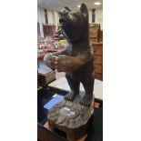 CARVED BEAR UMBRELLA STAND SIGNED THORNTON (TREATED FOR WOOD WORM) 85CMS (H) APPROX
