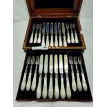 HM SILVER MOTHER OF PEARL CANTEEN OF CUTLERY - COMPLETE