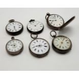 SIX SILVER POCKET WATCHES