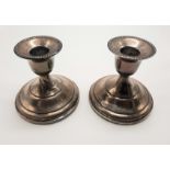 PAIR OF SILVER CANDLESTICKS - 8.5 CMS (H) APPROX