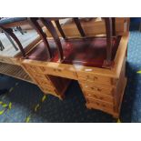 PINE LEATHER TOP PEDESTAL DESK