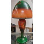 FRENCH GLASS DOME TABLE LAMP - SIGNED - 2004 TO BASE - 53 CMS (H) APPROX