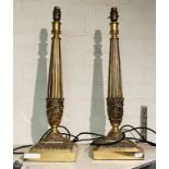 PAIR OF SOLID BRASS TABLE LAMPS 58CMS (H) APPROX