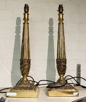 PAIR OF SOLID BRASS TABLE LAMPS 58CMS (H) APPROX